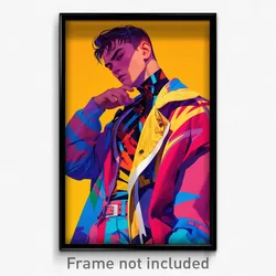 Art Poster - Boy Feeling Offended Wearing Vibrant Biker Clothes (Art Print)