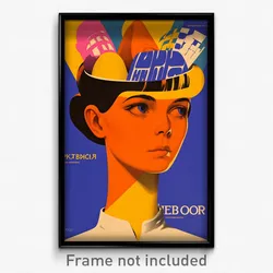 Greek Movie Poster - Boy Feeling Baffled, Stylish Orange Headwear (Art Print)
