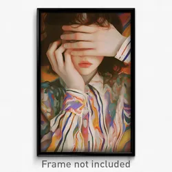 Art Poster - Girl Feeling Exasperated Wearing Crafty Striped Shirt (Print)