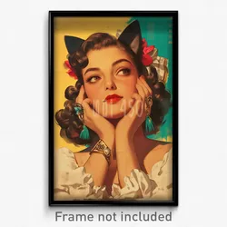 Mexican Movie Poster - Woman Feeling Kind, Accomplished Cat Ear (Art Print)