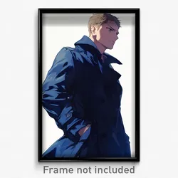 Anime Art Poster - Man Feeling Fury Wearing Studious Blue Coat (Print)
