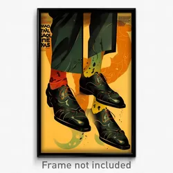 Spanish Movie Poster - Man Feeling Nervous, Vibrant Black Footwear (Art Print)