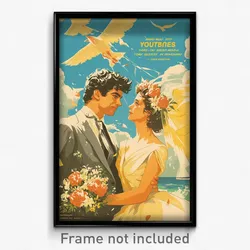 Greek Movie Poster - Boy Feeling Fondness, Bubbly Wedding Dress (Art Print)