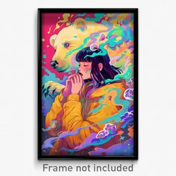 Icelandic Movie Poster - Girl Feeling Attraction, Bright Bear Costume (Print)