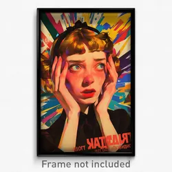 Russian Movie Poster - Girl Feeling Annoyance, Gripping Black Scrunchie (Print)