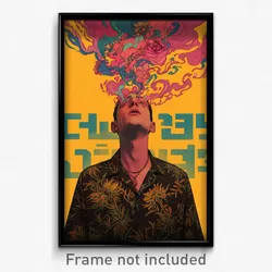 Hebrew Movie Poster - Man Feeling Unnerved, Luxurious Impossible Shirt (Print)