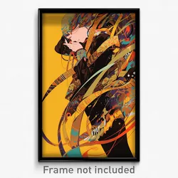 Anime Art Poster - Woman Feeling Joy Wearing Stupendous Brown Ribbon (Print)