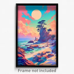 Art Poster - Long Peninsula (Psychedelic Trippy Weird 11x17 Print)