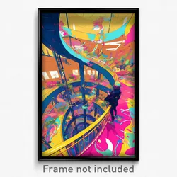 Art Poster - Upbeat Campus (Psychedelic Trippy Weird 11x17 Print)
