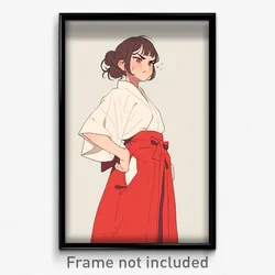 Art Poster - Girl Feeling Angry Wearing Handsome Hakama Pants (Art Print)