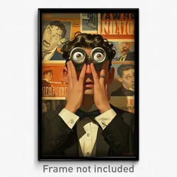 French Movie Poster - Man Feeling Alarm, Original Aqua Bowtie (France Art Print)