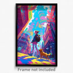 Art Poster - A Puppy Owning His Walk In Downtown New York City While Walking In
