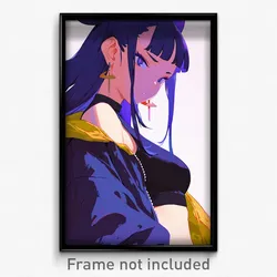 Anime Art Poster - Girl Feeling Resentment Wearing Warped Cropped Vest (Print)