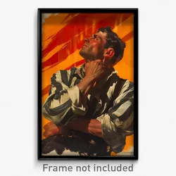 Spanish Movie Poster - Man Feeling Rash, Wavy Ribbon Trimmed Sleeves (Art Print)
