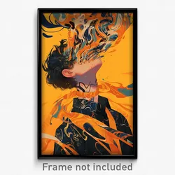 Art Poster - Boy Feeling Kind Wearing Beautiful Orange Ribbon (Art Print)