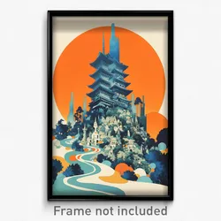 German Movie Poster - Angelic Pagoda (Germany Psychedelic Art Retro Film Print)