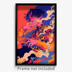 Anime Art Poster - Man Feeling Dumbstruck Wearing Loud Orange Sleeves (Print)