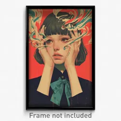 Icelandic Movie Poster - Girl Feeling Disheartened, Wiry Aqua Bowtie (Art Print)