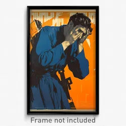 Russian Movie Poster - Man Feeling Insightful, Lively Frilled Dress (Art Print)