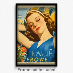 French Movie Poster - Girl Feeling Happiness, Luxurious Blue Bodysuit (Print)