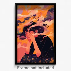 Art Poster - A Woman Thinking Deeply About Her Problems With Psychedelic And