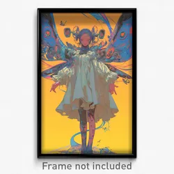 Art Poster - Woman Feeling Hate Wearing Smooth Mechanical Wings (Art Print)