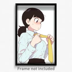 Anime Art Poster - Woman Feeling Attentiveness, Reasonable Yellow Necktie
