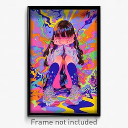 Art Poster - Girl Feeling Longing Wearing Jagged Kneehighs (Print)