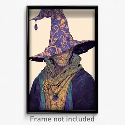 Anime Art Poster - Man Feeling Attentiveness Wearing Flashy Wizard Hat (Print)