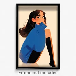 Art Poster - Girl Feeling Envy Wearing Obedient Blue Sweater