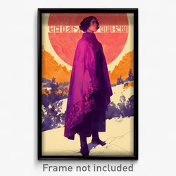Greek Movie Poster - Girl Feeling Unsure, Purple Pink Cape (Greece Art Print)
