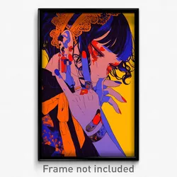 Anime Art Poster - Woman Feeling Despair, Orange Lace Trimmed Hairband (Print)