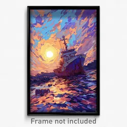 Art Poster - Simple Shipwreck (Psychedelic Trippy Weird 11x17 Print)
