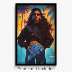 Bollywood Movie Poster - Woman Feeling Suspicious, Royal Cropped Hoodie (Print)