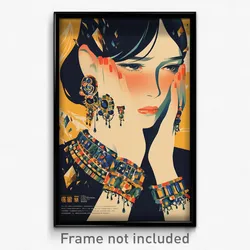 French Movie Poster - Girl Feeling Agitation, Complex Necklace (Art Print)