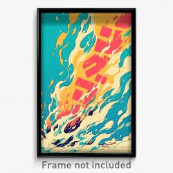 Hebrew Movie Poster - Sky Blue Fire (Israel Psychedelic Art Retro Film Print)