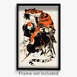 Art Poster - Boy Feeling Careless Wearing Candid Tiger Costume (Print)