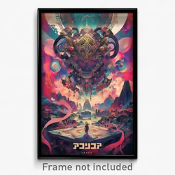 Hebrew Movie Poster - Vibrant Tomb (Israel Psychedelic Art Retro Film Print)