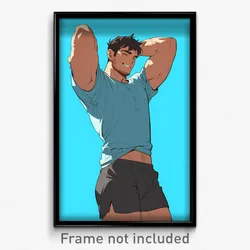 Art Poster - Man Feeling Carefree Wearing Ambitious Gym Shirt (Print)