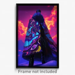 Art Poster - Man Feeling Grouchiness Wearing Cherry Fur Trimmed Cape (Art Print)