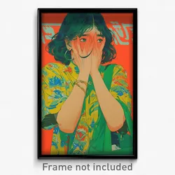 Thai Movie Poster - Woman Feeling Embarrassment, Cute Green Bag (Art Print)