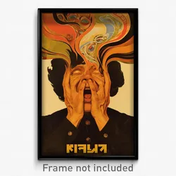 Hebrew Movie Poster - Man Feeling Relaxed, Warm Orange Ribbon (Israel Art Print)