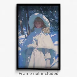 Art Poster - Girls Feeling Dazed Wearing Nonsensical Fur Trimmed Cape