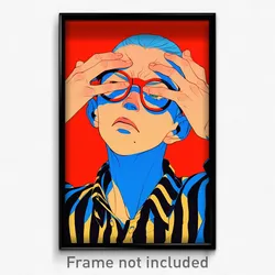 Art Poster - Boy Feeling Annoyance, Quirky Blue Tinted Eyewear (Art Print)