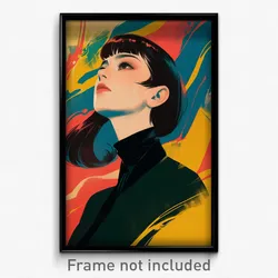 Movie Art Poster - Woman Feeling Unsure, Strong Black Neckerchief (Film Print)