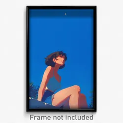 Movie Art Poster - Girl Feeling Bitter Sweetness, Notable Blue Tank Top (Print)
