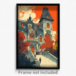 German Movie Poster - Swirly Historical Architecture (Germany Film Art Print)