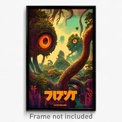 Hebrew Movie Poster - Squiggly Outpost (Israel Psychedelic Art Retro Film Print)