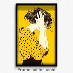 Art Poster - Woman Feeling Weak Wearing Idealistic Polka Dot (Art Print)