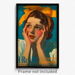 Greek Movie Poster - Woman Feeling Alarm, Stupendous Orange Bow (Art Print)